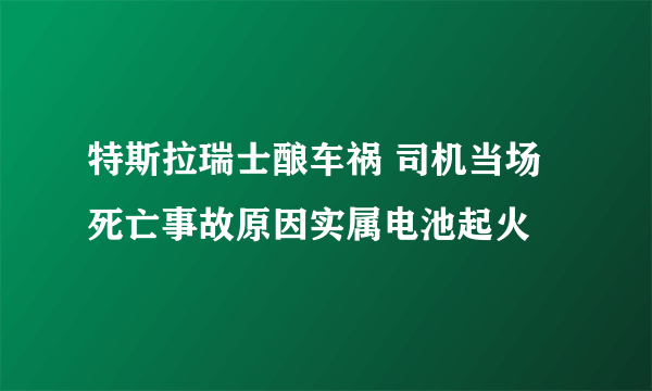特斯拉瑞士酿车祸 司机当场死亡事故原因实属电池起火