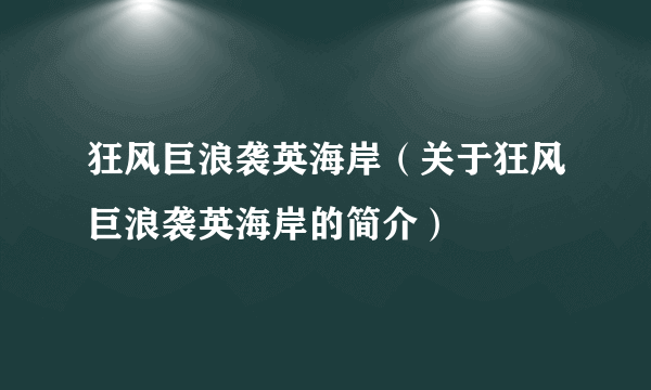 狂风巨浪袭英海岸（关于狂风巨浪袭英海岸的简介）