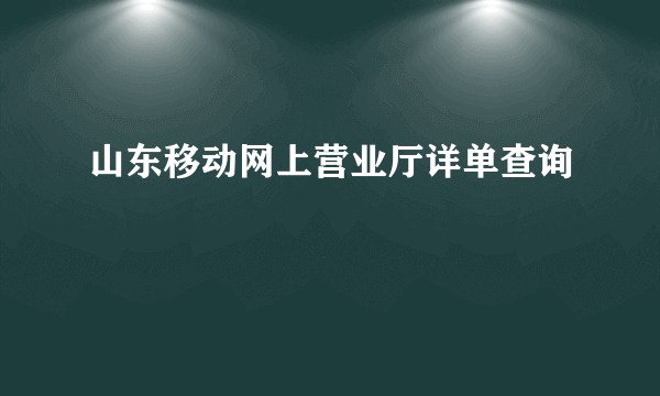 山东移动网上营业厅详单查询
