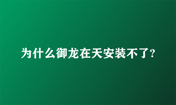 为什么御龙在天安装不了?