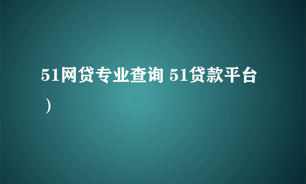 51网贷专业查询 51贷款平台）