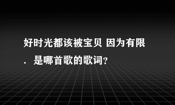 好时光都该被宝贝 因为有限．是哪首歌的歌词？
