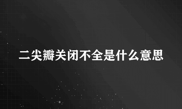 二尖瓣关闭不全是什么意思