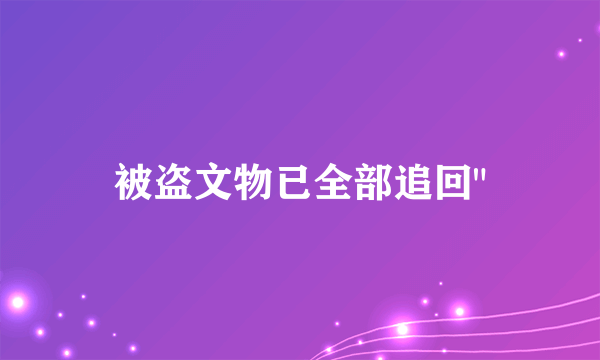 被盗文物已全部追回