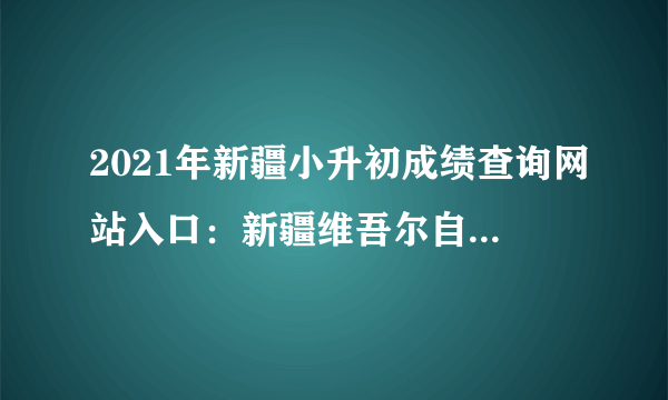 2021年新疆小升初成绩查询网站入口：新疆维吾尔自治区教育厅