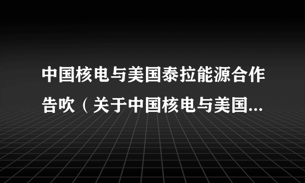 中国核电与美国泰拉能源合作告吹（关于中国核电与美国泰拉能源合作告吹的简介）