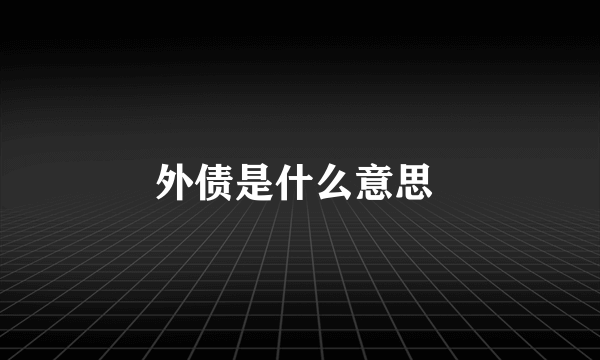 外债是什么意思 
