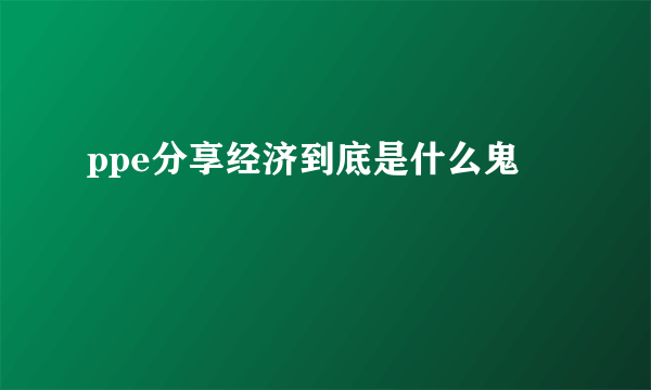 ppe分享经济到底是什么鬼