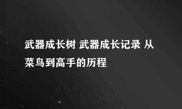 武器成长树 武器成长记录 从菜鸟到高手的历程