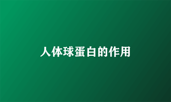 人体球蛋白的作用
