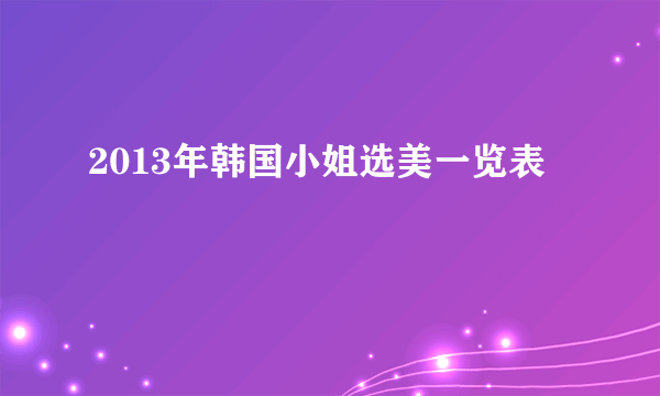 2013年韩国小姐选美一览表