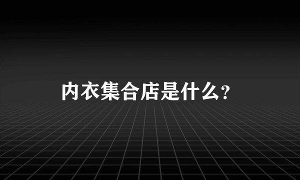 内衣集合店是什么？