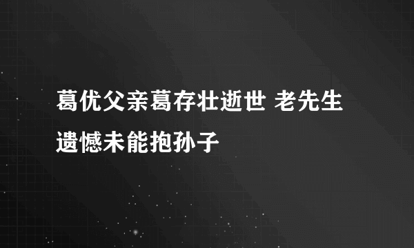 葛优父亲葛存壮逝世 老先生遗憾未能抱孙子