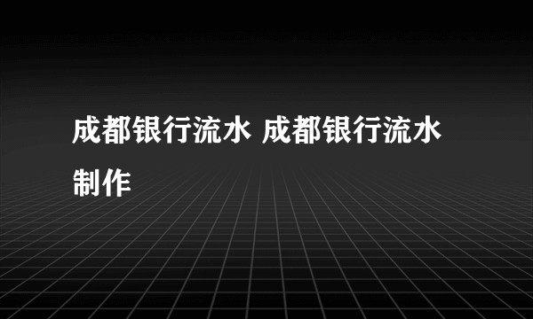 成都银行流水 成都银行流水制作