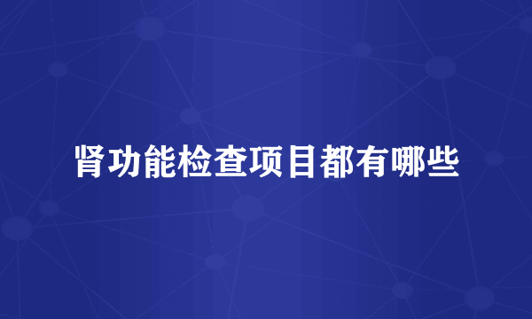 肾功能检查项目都有哪些