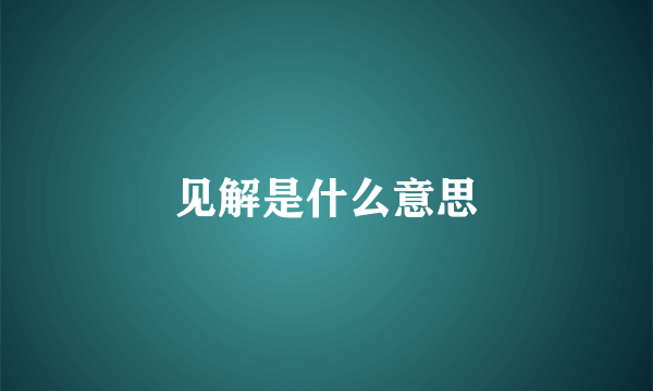 见解是什么意思