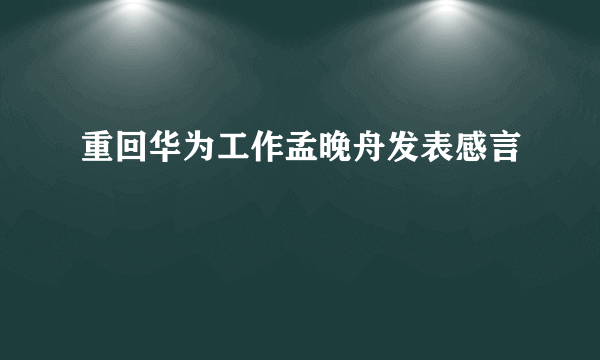 重回华为工作孟晚舟发表感言