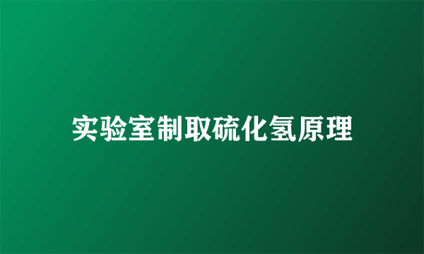 实验室制取硫化氢原理