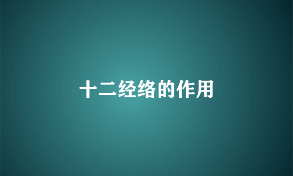 十二经络的作用