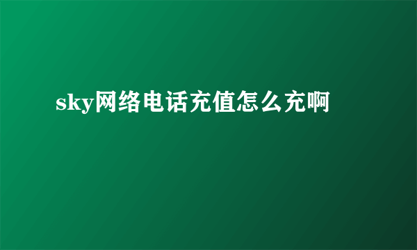 sky网络电话充值怎么充啊