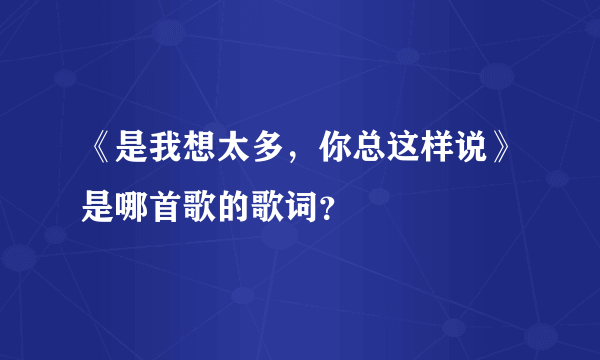 《是我想太多，你总这样说》是哪首歌的歌词？