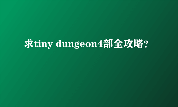 求tiny dungeon4部全攻略？