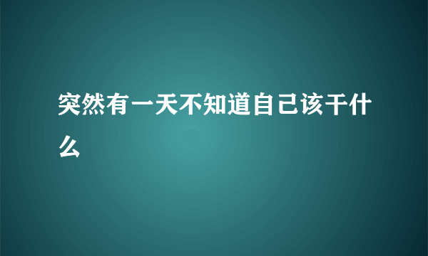 突然有一天不知道自己该干什么