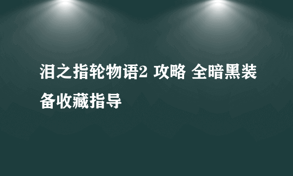 泪之指轮物语2 攻略 全暗黑装备收藏指导