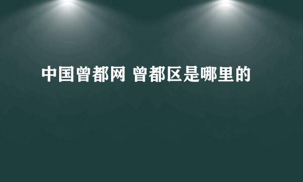 中国曾都网 曾都区是哪里的