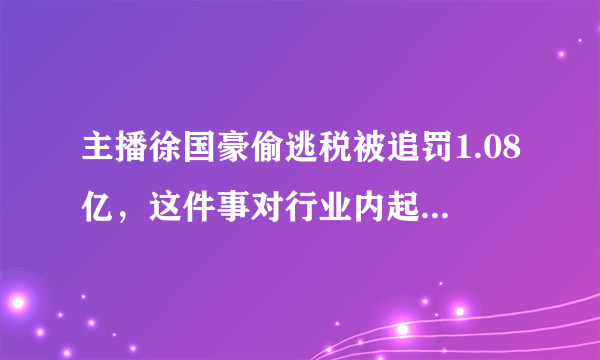 主播徐国豪偷逃税被追罚1.08亿，这件事对行业内起到了怎样的作用？