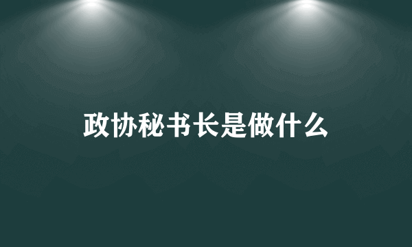 政协秘书长是做什么