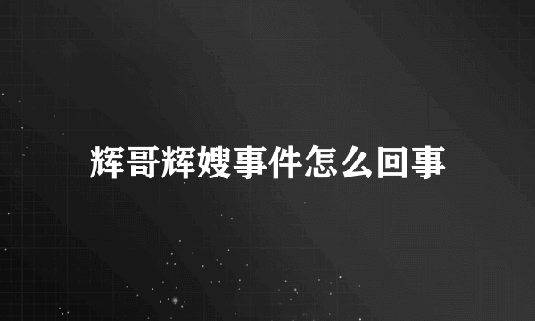 辉哥辉嫂事件怎么回事