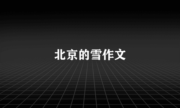 北京的雪作文