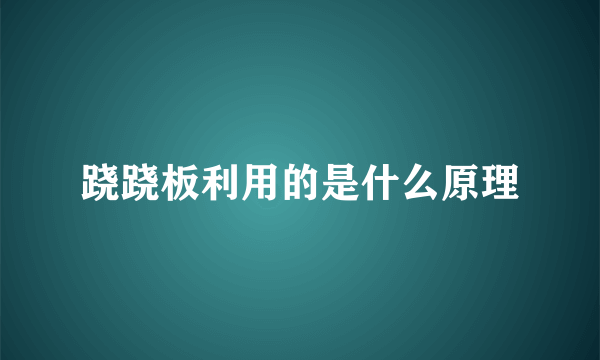 跷跷板利用的是什么原理