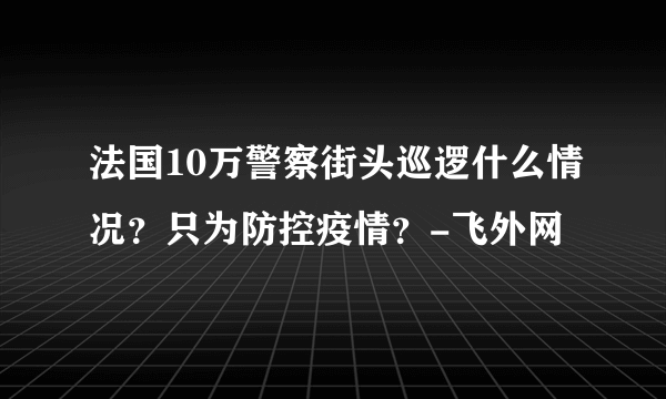 法国10万警察街头巡逻什么情况？只为防控疫情？-飞外网