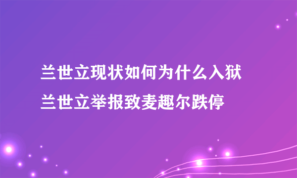 兰世立现状如何为什么入狱 兰世立举报致麦趣尔跌停