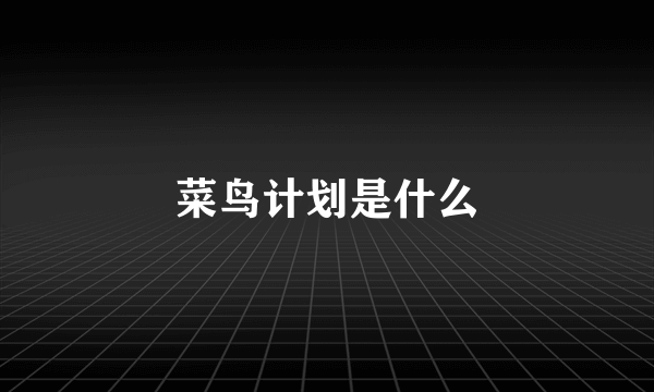菜鸟计划是什么