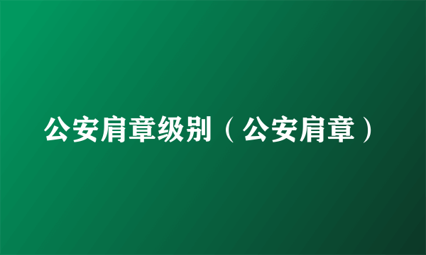 公安肩章级别（公安肩章）