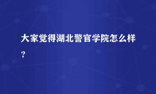大家觉得湖北警官学院怎么样？