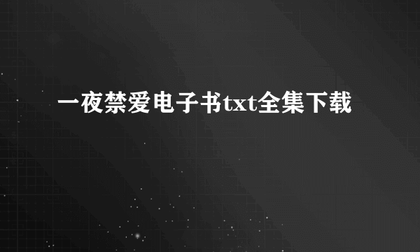 一夜禁爱电子书txt全集下载