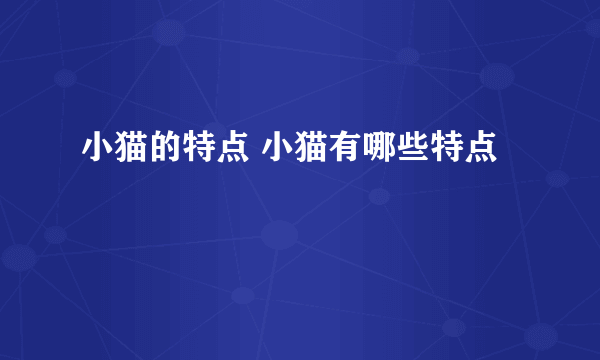 小猫的特点 小猫有哪些特点