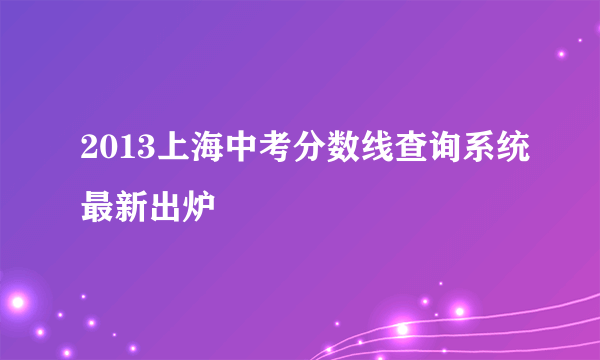 2013上海中考分数线查询系统最新出炉