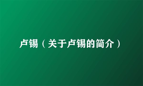 卢锡（关于卢锡的简介）