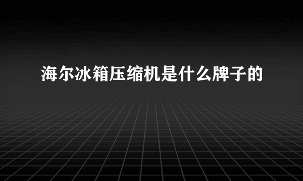 海尔冰箱压缩机是什么牌子的