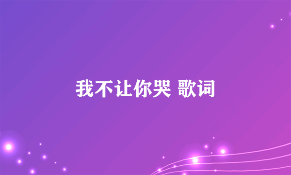 我不让你哭 歌词