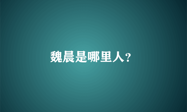 魏晨是哪里人？