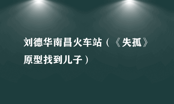 刘德华南昌火车站（《失孤》原型找到儿子）