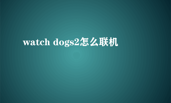 watch dogs2怎么联机