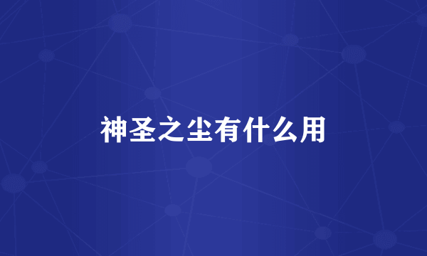 神圣之尘有什么用