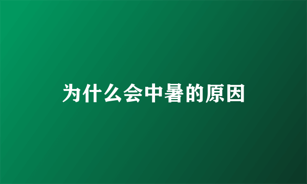 为什么会中暑的原因